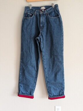 L.L. Bean Original/Relaxed High Waisted Cotton Fleece Lined Denim Jeans Size 8MT